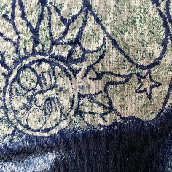 Mens Retro 90s Silk Patterned Blue Button Down Short Sleeve Shirt - Picture 8 of 8